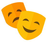 A picture of two stylised clown faces