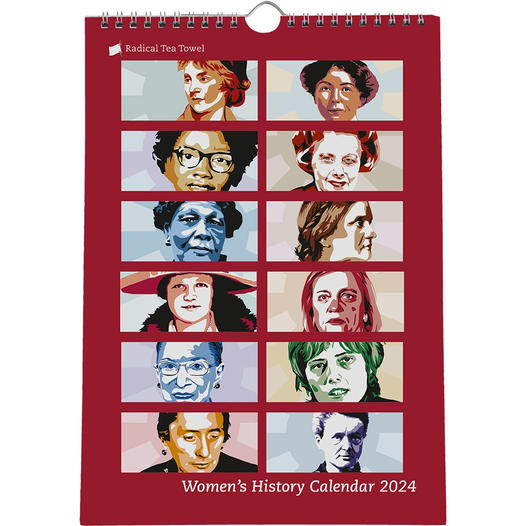 A calendar showing faces of women in history