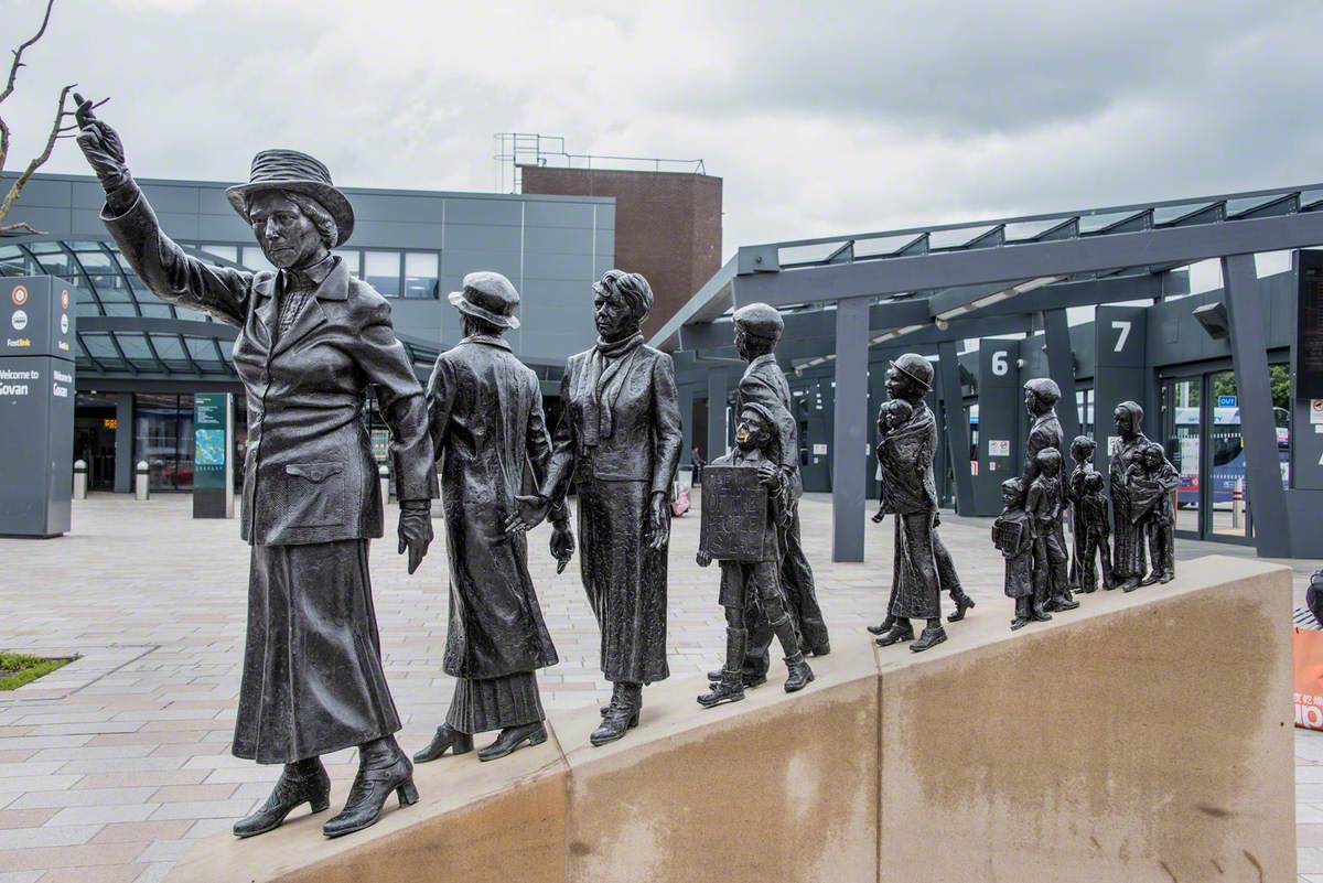 The statues to the Rent Sptrike with Mary Barbour their leader